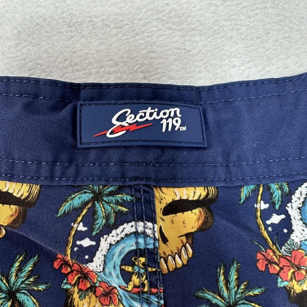 Section 119 Grateful Dead Board Shorts Men's 44 Navy Tropical Surf‎ Bear Skull